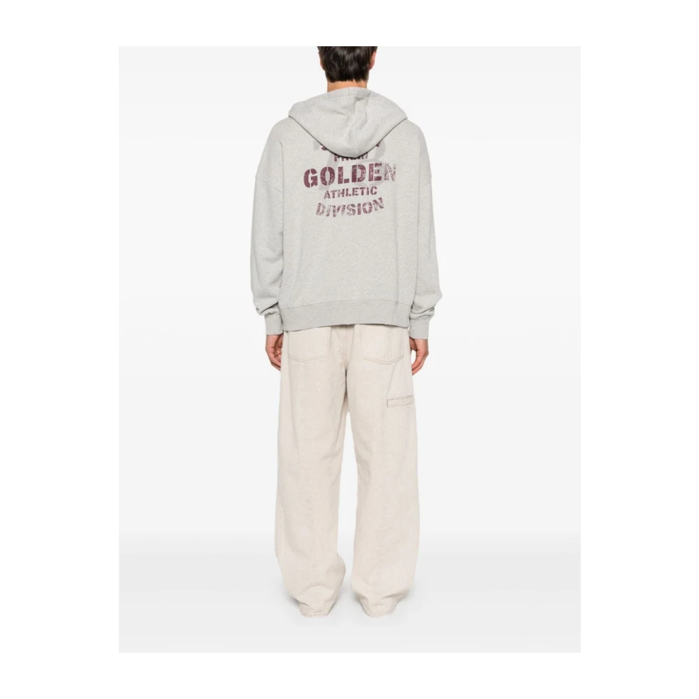 Golden Goose Melange Effect Hoodie met Slogan Print Gray Heren