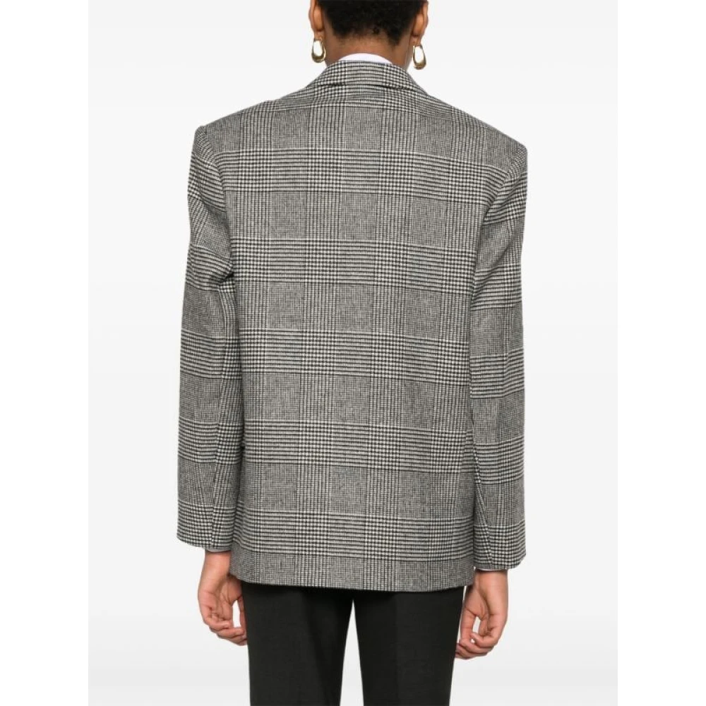 Anine Bing Houndstooth Quinn Zwarte Blazer Gray Dames