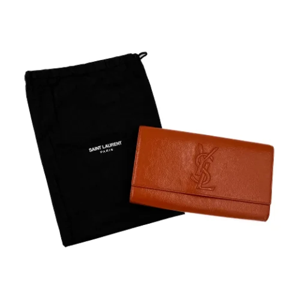 Yves Saint Laurent Vintage Pre-owned Leather clutches Orange Dames
