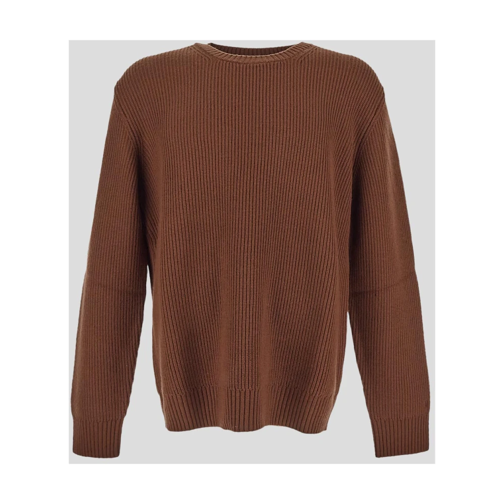 Seven Gauge Wollen Crewneck Sweater Brown Heren