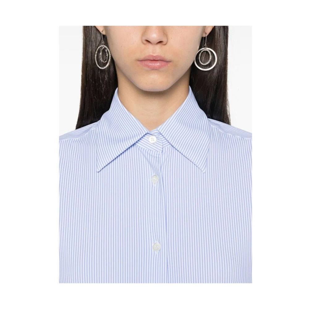 Mazzarelli Blauw Gestreept Overhemd met Knopen Blue Dames