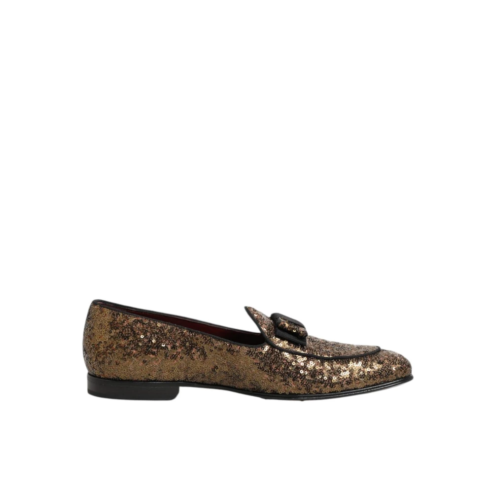 Dolce & Gabbana Men's Gold Sequined Slip-On Loafers