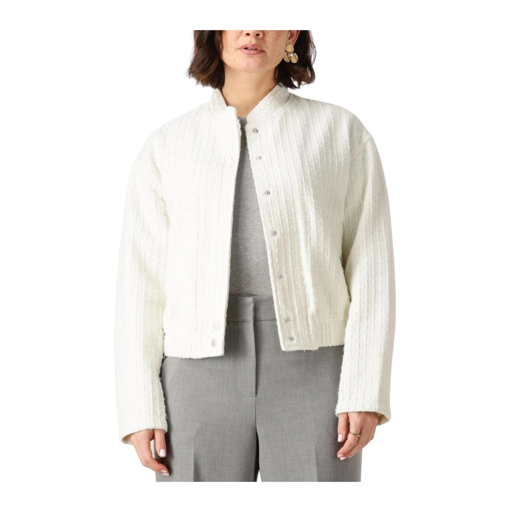 Minus Witte Bomberjack met Wafelpatroon White Dames