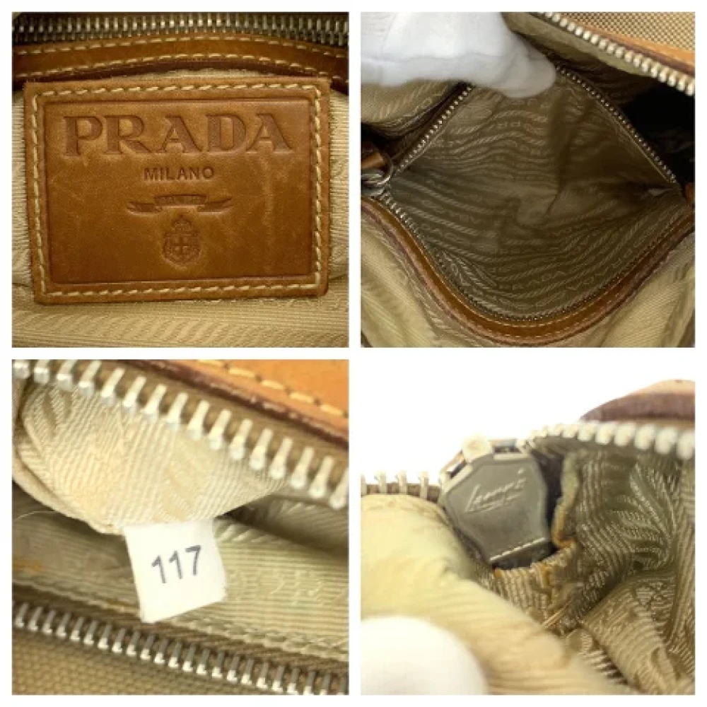 Prada Vintage Pre-owned Canvas prada-bags Beige Dames