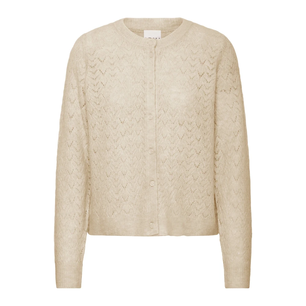 Ichi Women's Beige Knitted Cardigan Oxford Tan - Cardigans - L - Knitwear