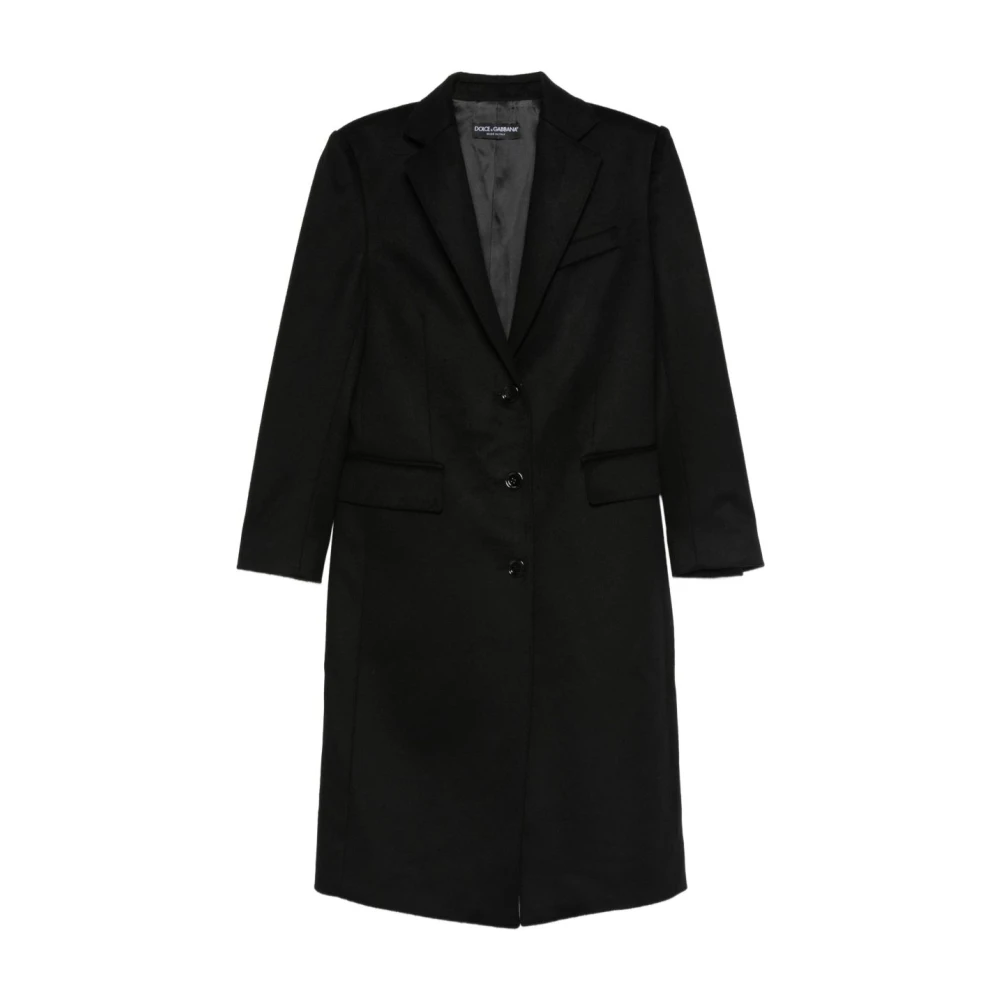 Dolce & Gabbana Women's Black Single-Breasted Coats, Xl, Single-Breasted Coat