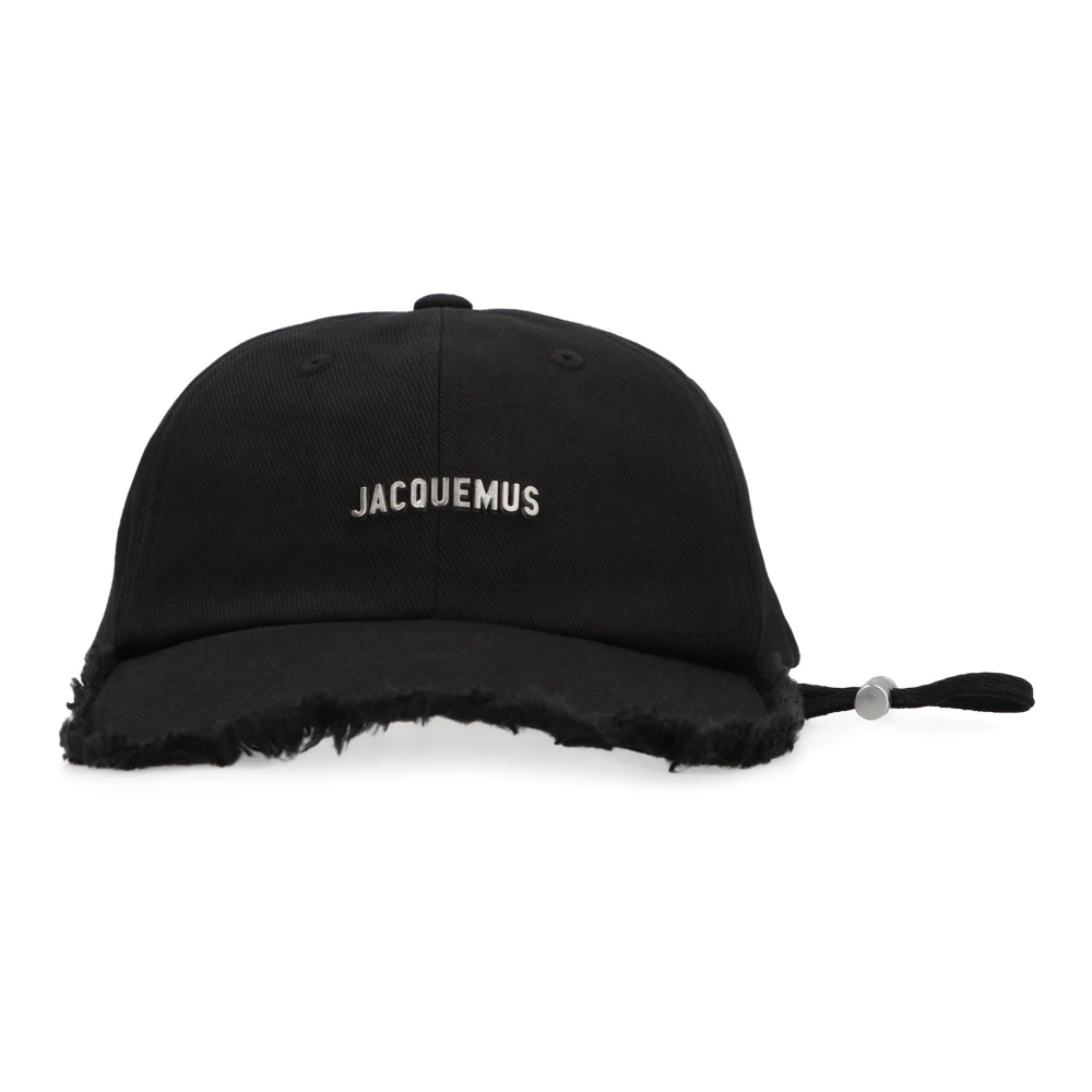 Jacquemus Fringed Logo Baseball Cap Black Heren