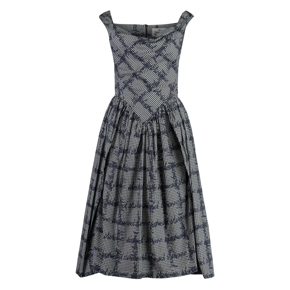 Vivienne Westwood Gingham Wijdvallende Jurk 100% Katoen Black Dames