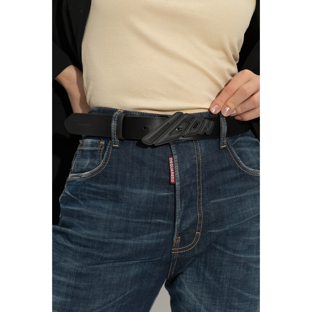 Dsquared2 Leren riem Black Heren