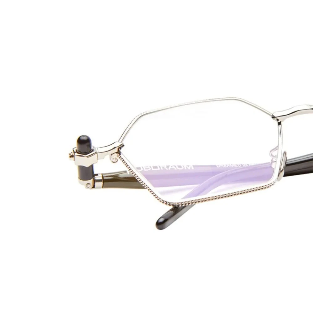 Kuboraum Hexagonale Zilveren Zonnebril Heldere Lens Gray Dames