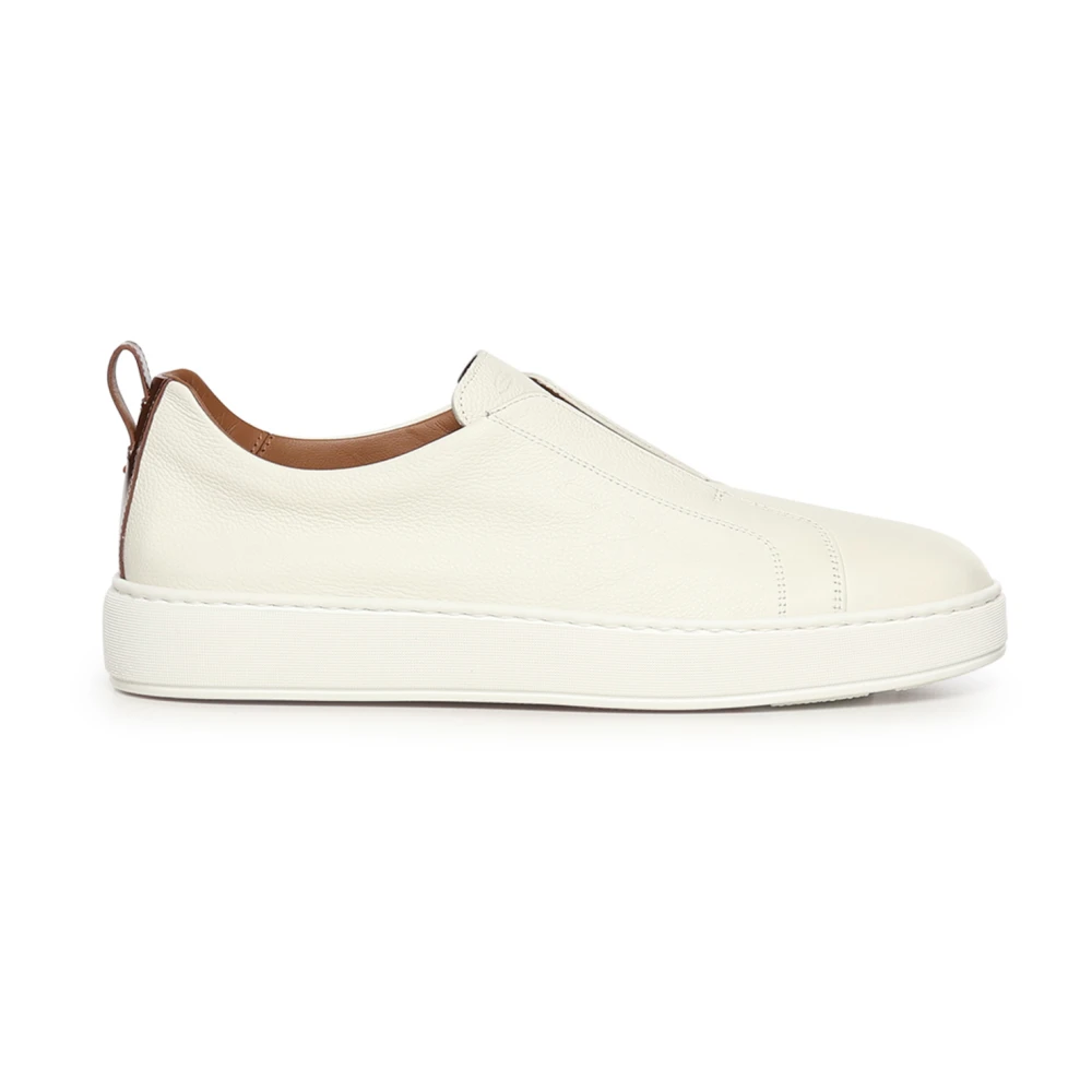Santoni Men's White Victory Slip-On Sneaker - Sneakers - 10 Uk - Shoes