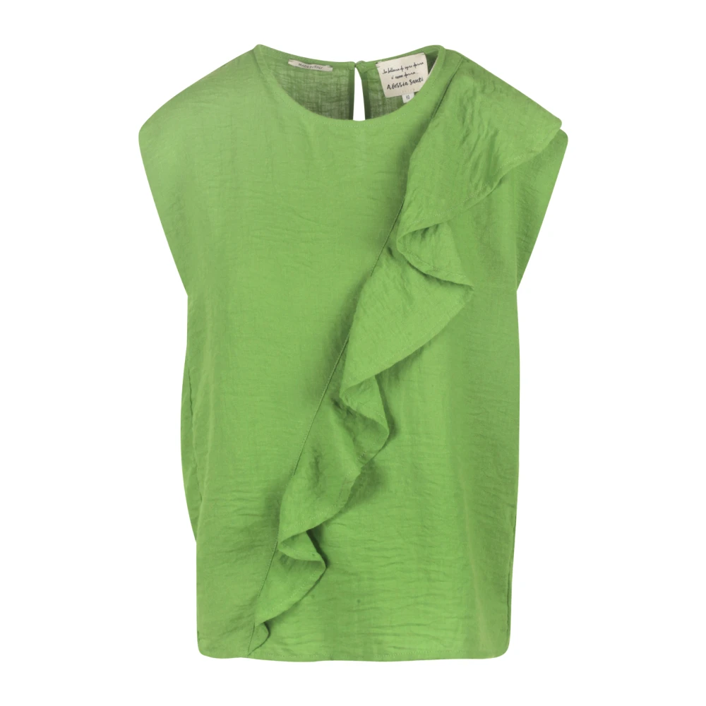 Alessia Santi Ruches Blouse Green Dames