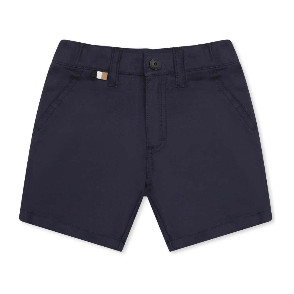 Hugo Boss Blå Casual Shorts med Tricolour Patches Blue, Unisex