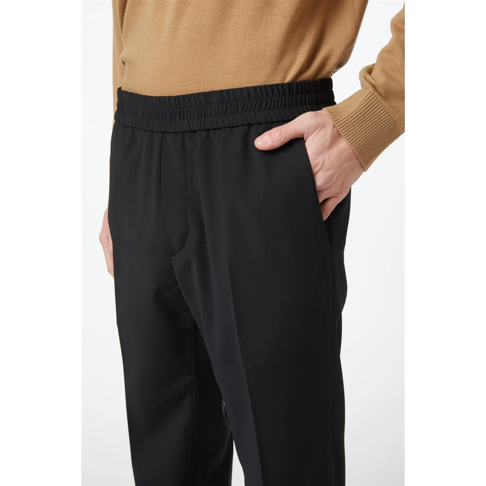 Iceberg Zwarte Regular Fit Polyester Wol Broek Black Heren