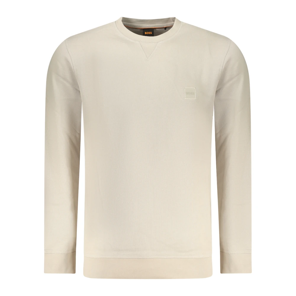 Hugo Men's Beige Sweatshirts, 2XL, Long-Sleeved Brushed Crew Neck Sweatshirt