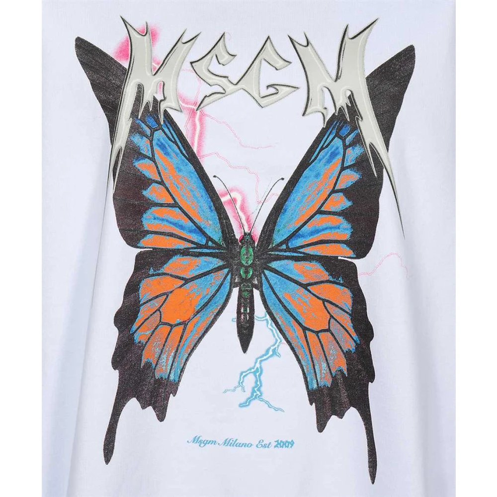 Msgm Maxi Print Katoenen Hoodie White Dames