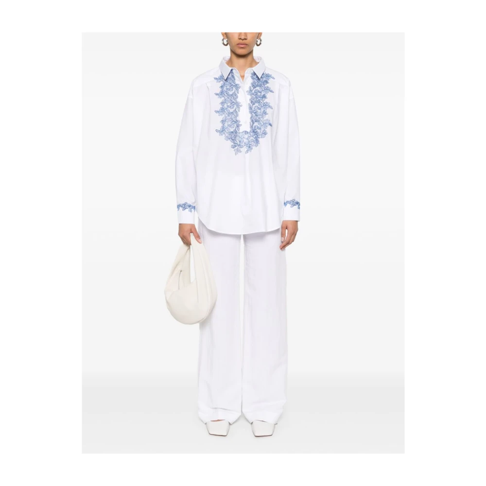 Ermanno Scervino Witte Button-Up Shirt met Plooien White Dames