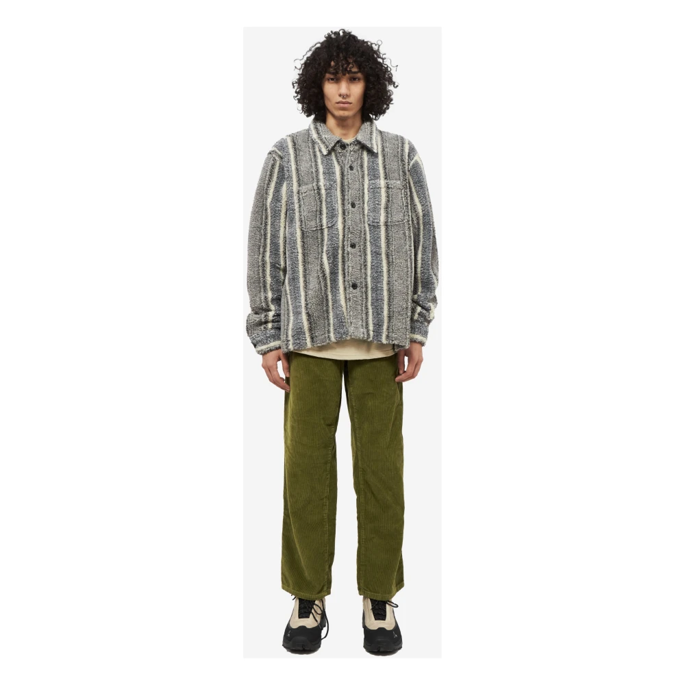 Stüssy Sherpa Gestreepte Jas in Grijs Polyester Gray Heren