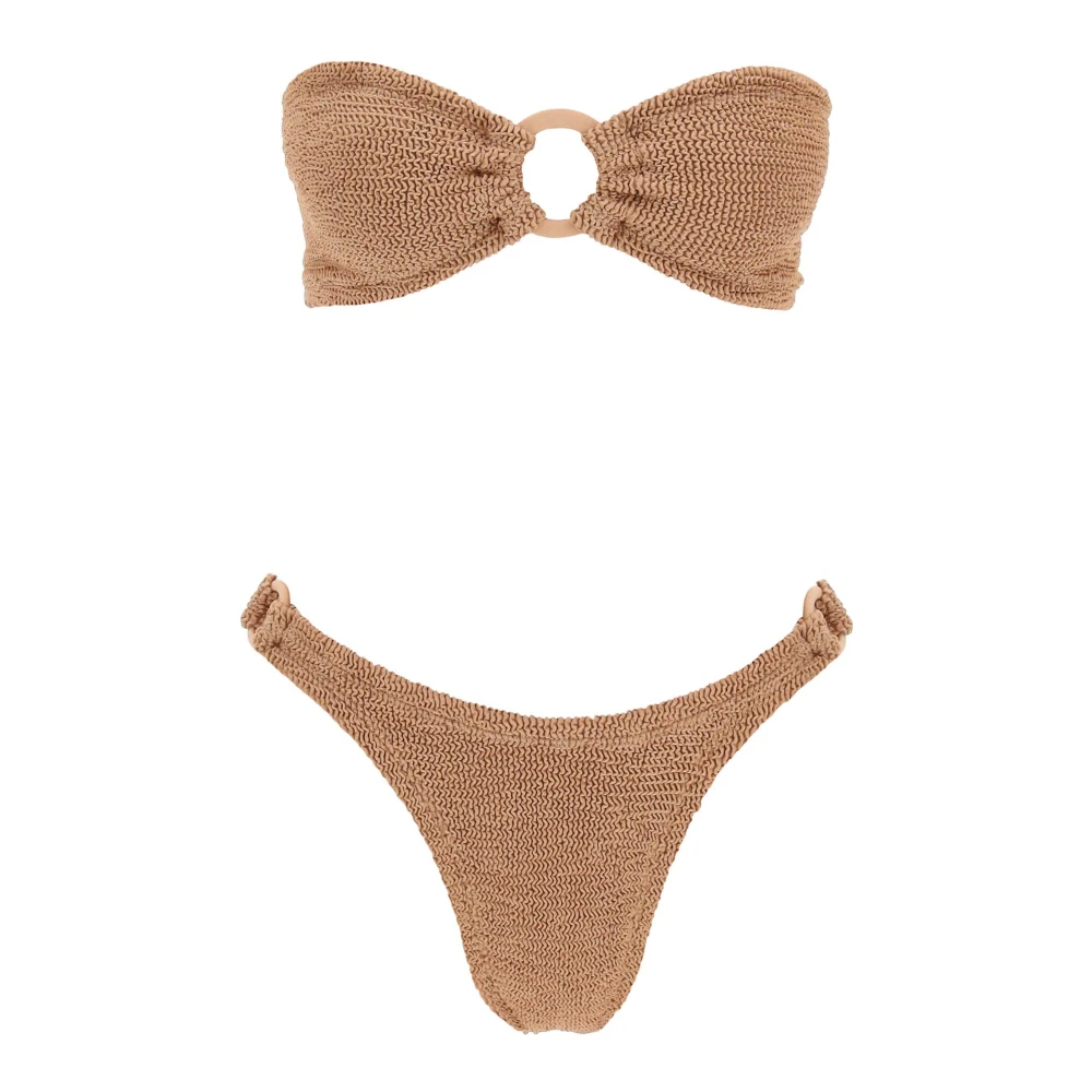 Hunza G Smocked Bandeau Bikini Set Beige, Dam