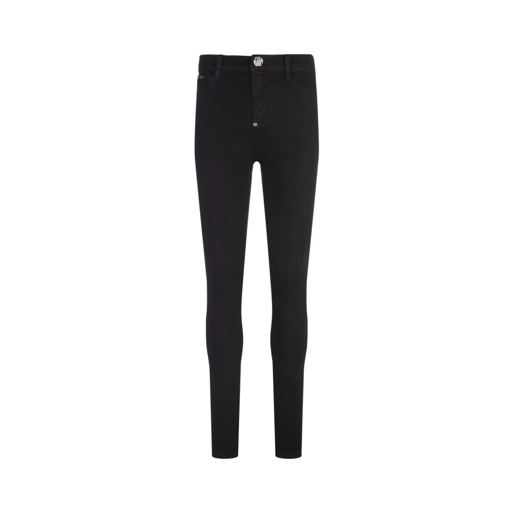 Philipp Plein Zwarte High-Waist Jegging Broek Black Dames