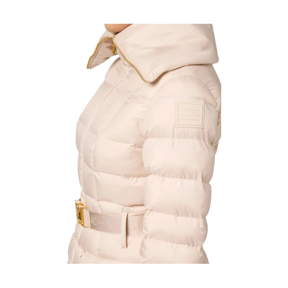 Elisabetta Franchi Ivoor Leren Jas Elegant Veelzijdig Beige Dames