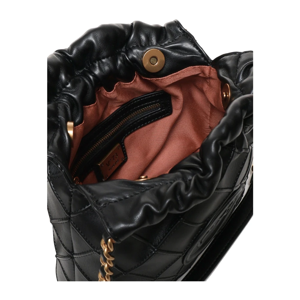 V73 Zwarte Mini Hobo Tas met Matelassé Motief Black Dames