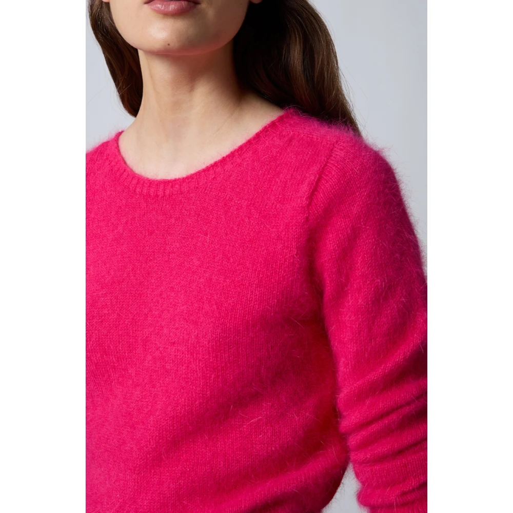 Roberto Collina Angora Trui 3 4 Mouw Fuchsia Pink Dames