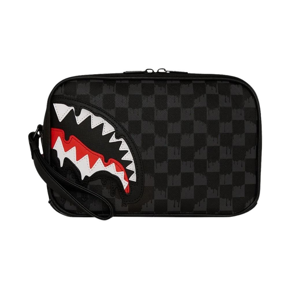 Sprayground Women's Black Vegan Leather Beauty Case Pochette Shark