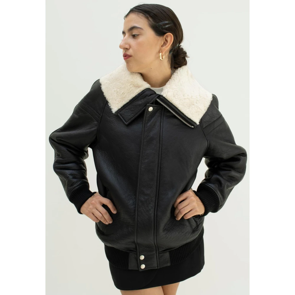 Just Things we Like Kawa Merino Lamsvacht Shearling Jas Black Dames