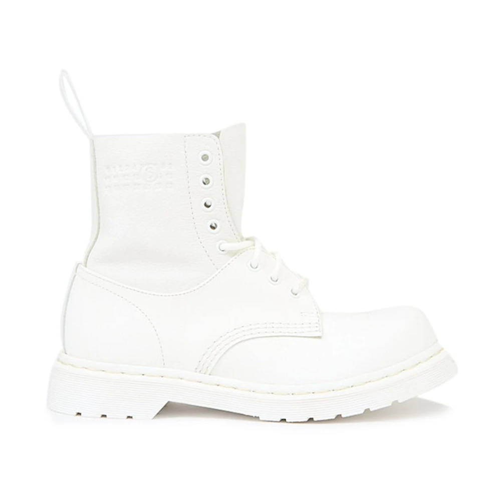 Mm6 Maison Margiela Women's White Lace-Up Boots,, Elegant Ankle Boots Bianco Aw25 Size 8 Uk