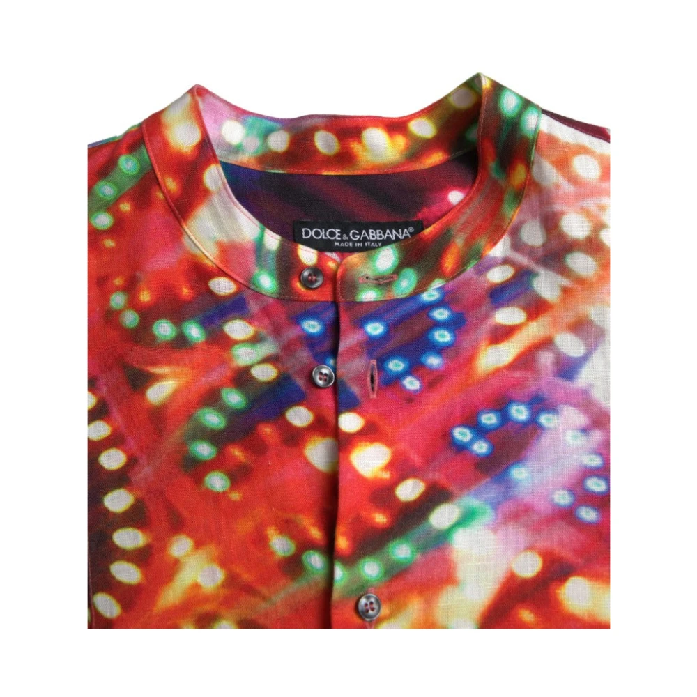 Dolce & Gabbana Multicolor Linnen Casual Overhemd Multicolor Heren
