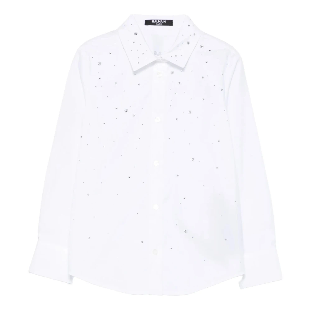 Balmain Women's White Crystal-Embellished Shirt