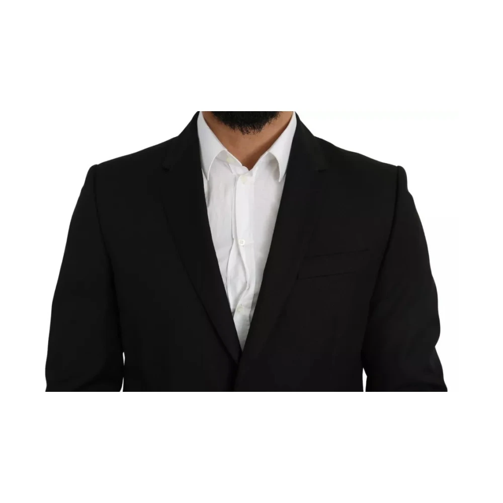 Dolce & Gabbana Zwarte wollen blazer Slim Fit Notch Black Heren