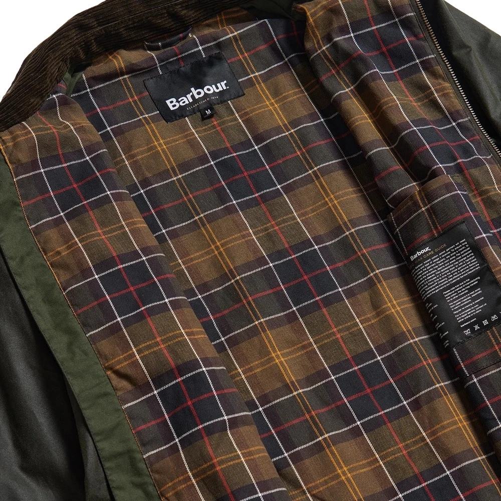Barbour Kort Waxjas met Tartan Voering Green Heren
