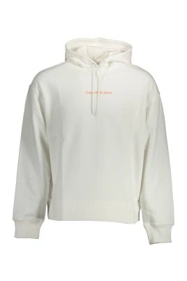 Hoodie Vit Långärmad Print Kontrast