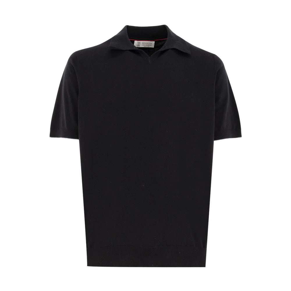 BRUNELLO CUCINELLI Verfijnd Geribbeld Katoenen Polo Shirt Black Heren