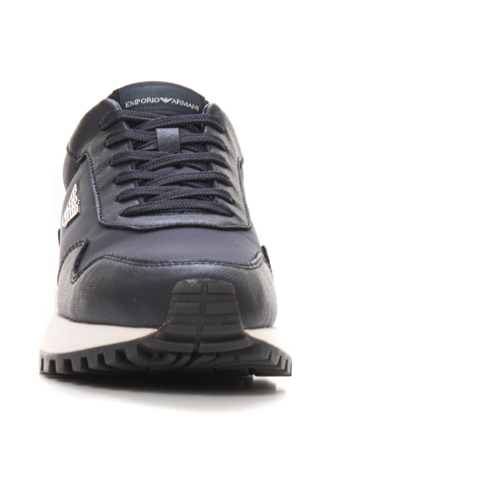 Emporio Armani Bimaterial High-Top Sneaker Blue Heren