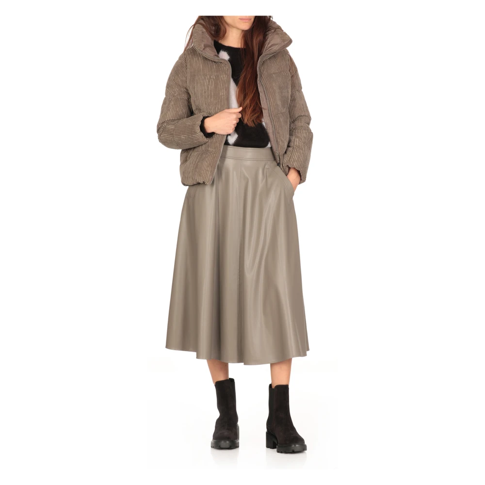 Save The Duck Grijze Corduroy Gewatteerde Jas voor Vrouw Gray Dames