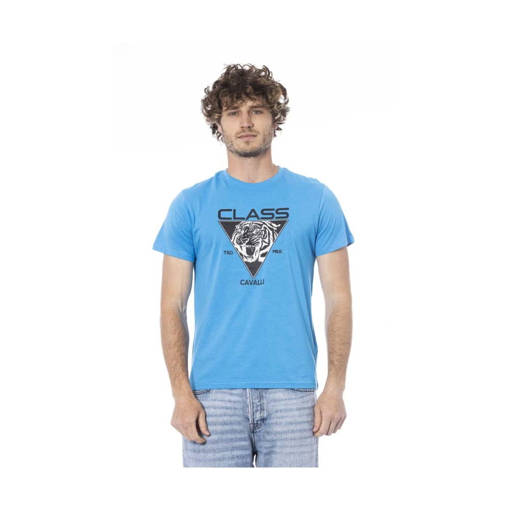 Cavalli Class Blauw Logo Print T-shirt Blue Heren