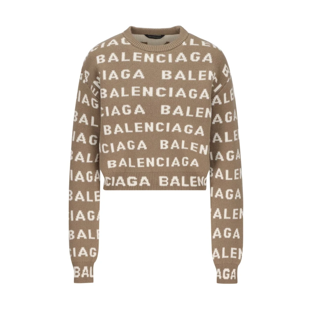 Balenciaga Beige Sweaters met 5.0cm Rand Beige Dames