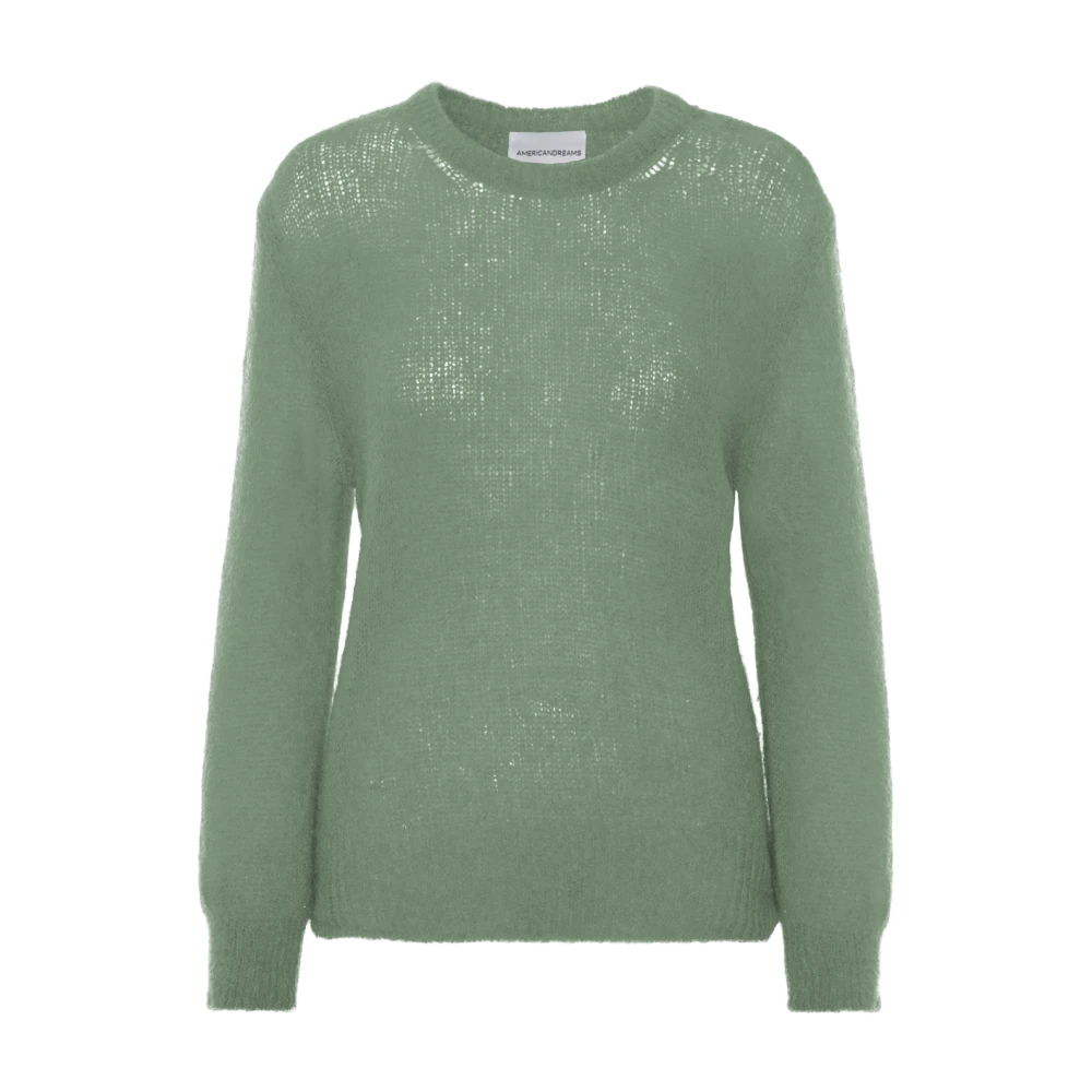 American Dreams Zachte Gebreide Trui in Stoffig Groen Green Dames