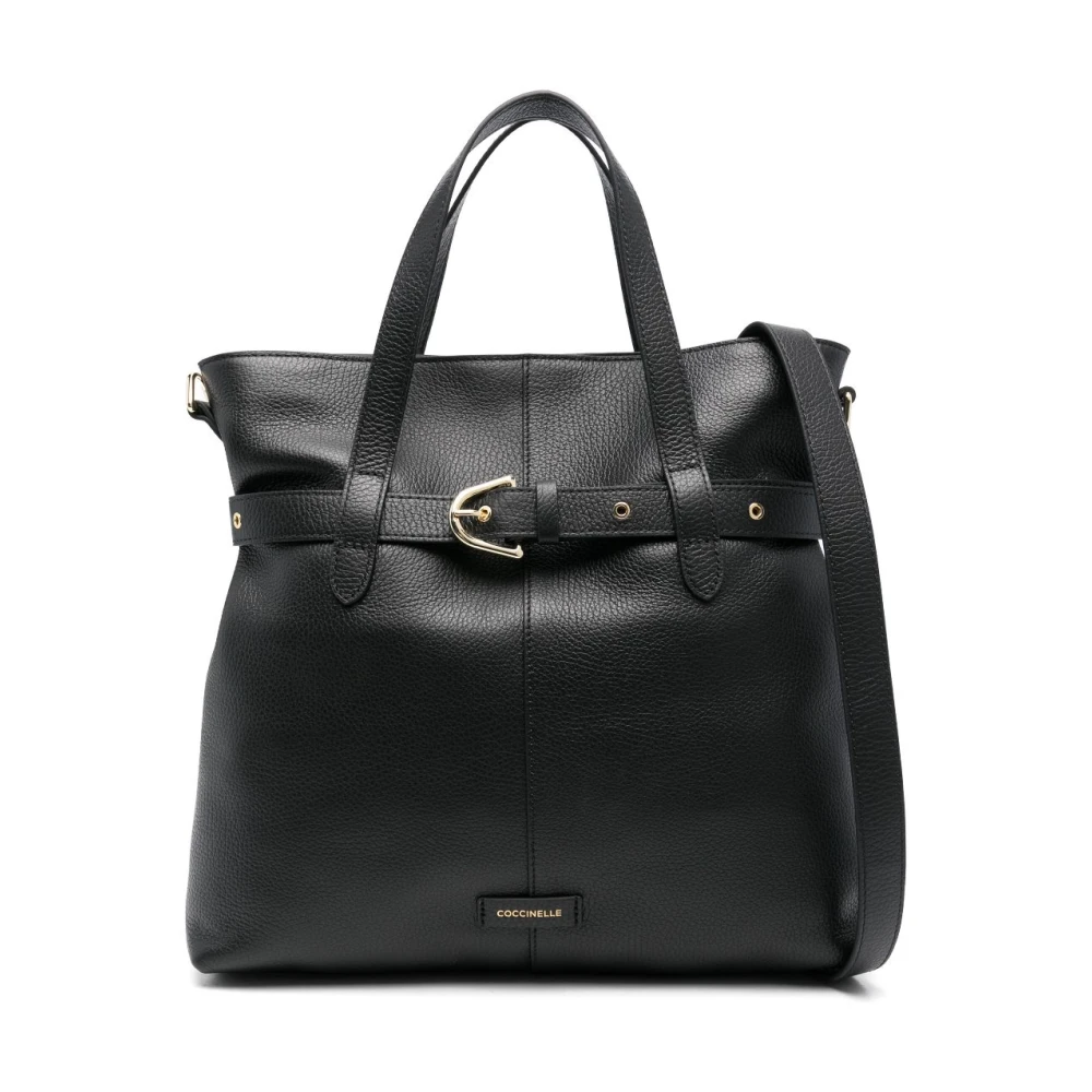 Coccinelle Zwarte leren tas met riem Black Dames