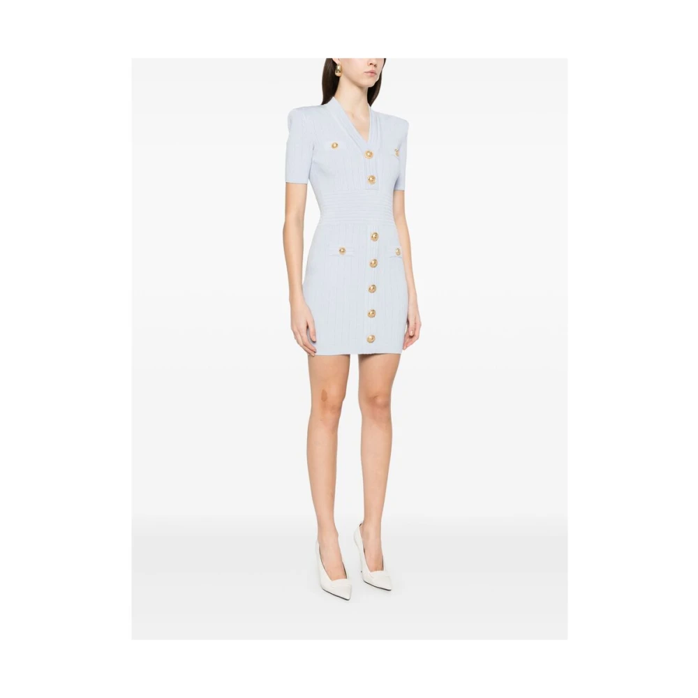 Balmain Elegante Korte Jurk Blue Dames