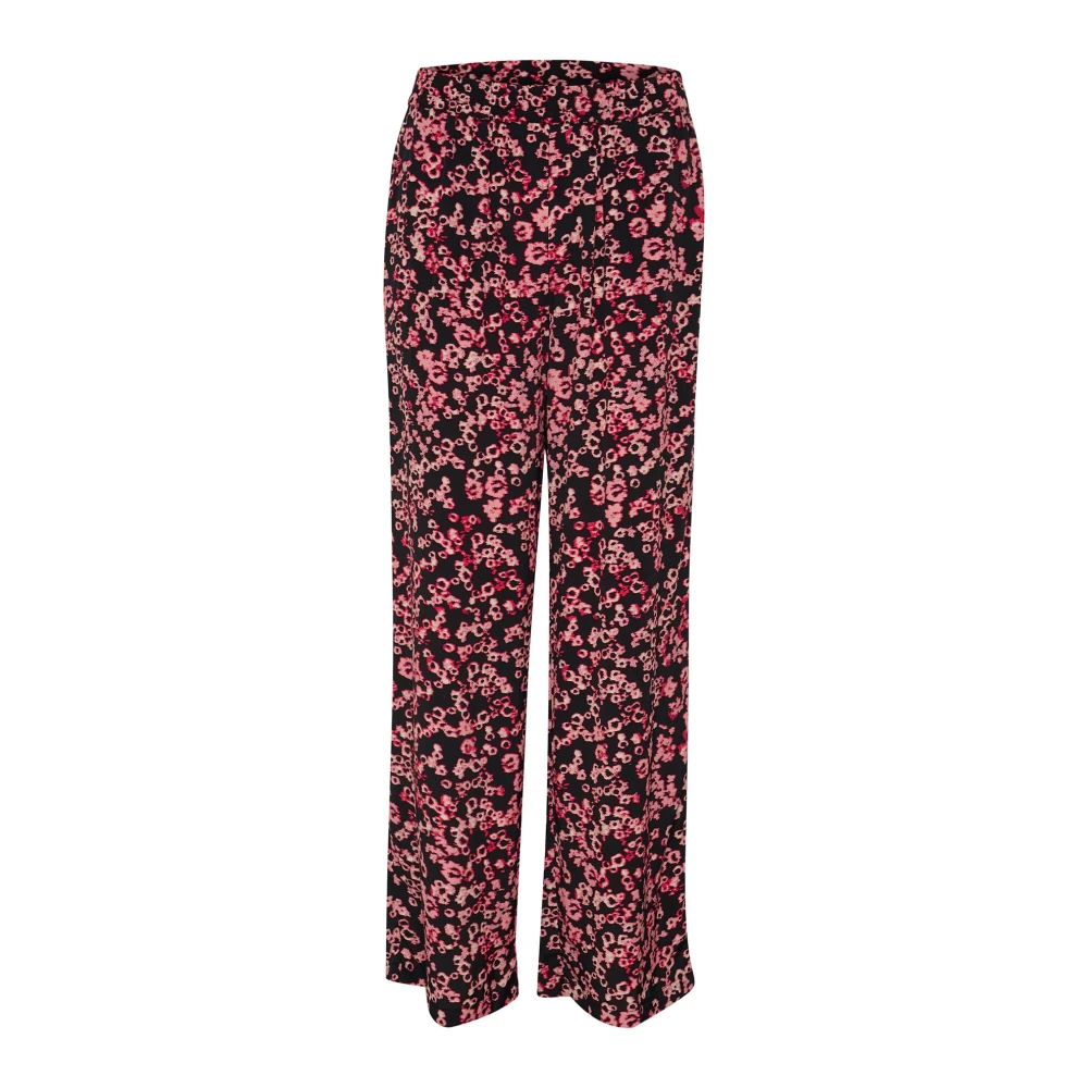Saint Tropez Zwarte Fluid Blooms Loszittende Broek Multicolor Dames