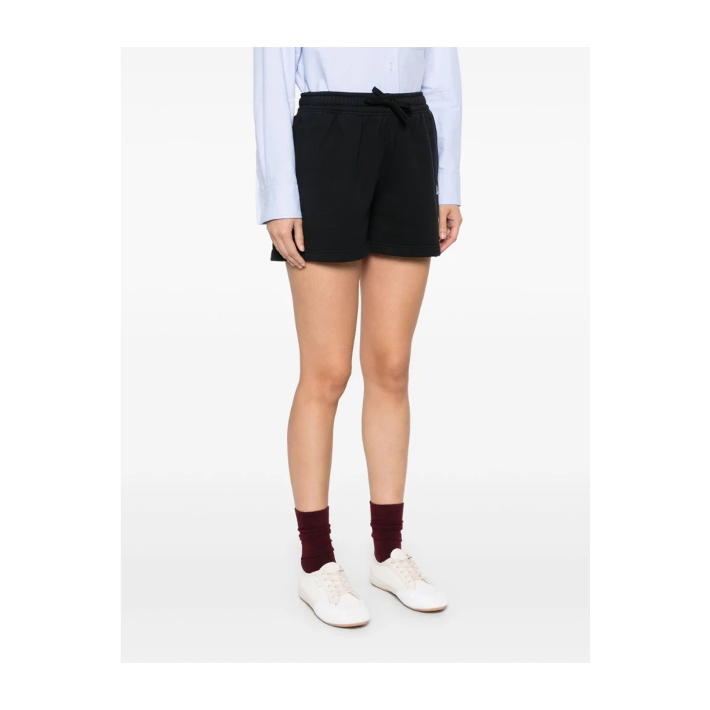 Maison Kitsuné Zwarte Shorts met Elastische Tailleband Black Dames