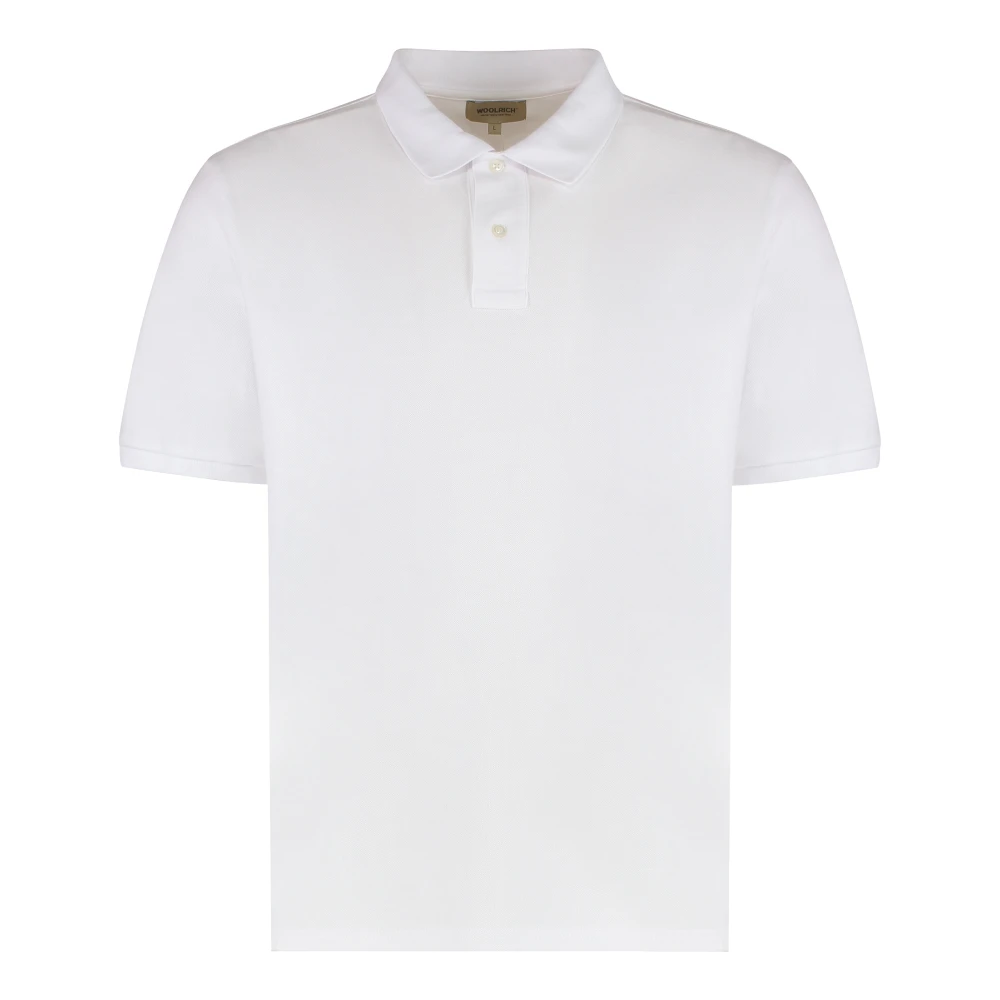 Woolrich White Polo Shirts, Male, S, Cotton-Piqué Polo Shirt