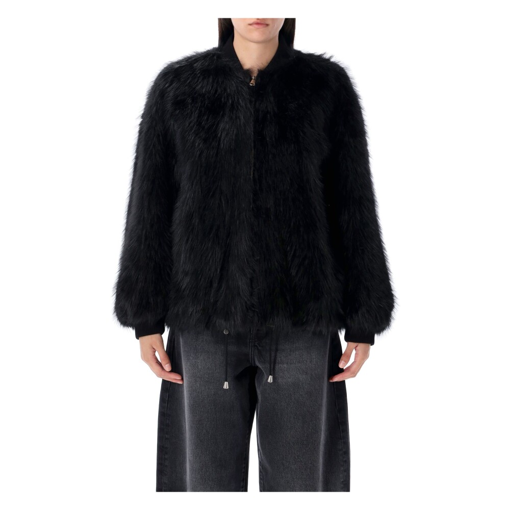 ジャケット Sword 6644 Black long faux fur coat S.W.O.R.D 6.6.44 notched-lapels faux-fur Jacket | Black