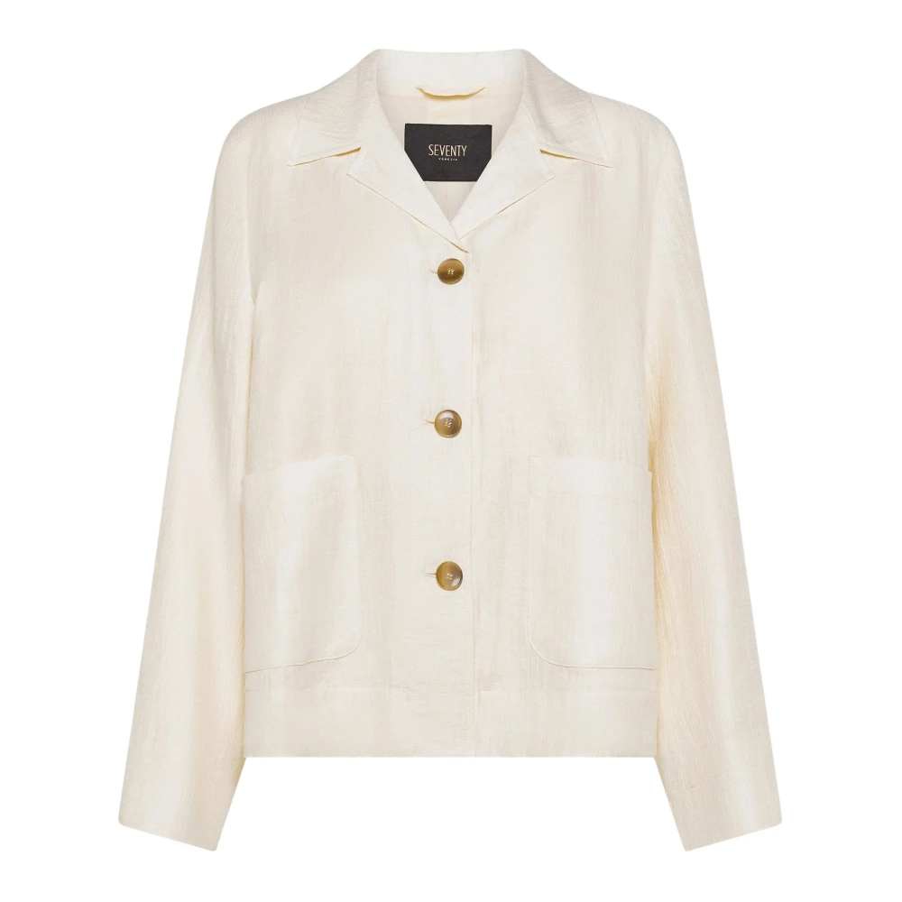 Seventy White Shirts, Female, Xs, Giacca In Misto Lino Armaturato