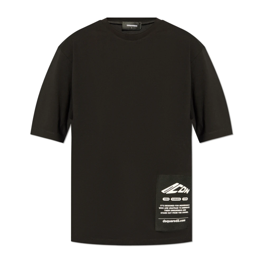 Dsquared2 Katoenen Crew-Neck T-Shirt Losse Pasvorm Black Heren