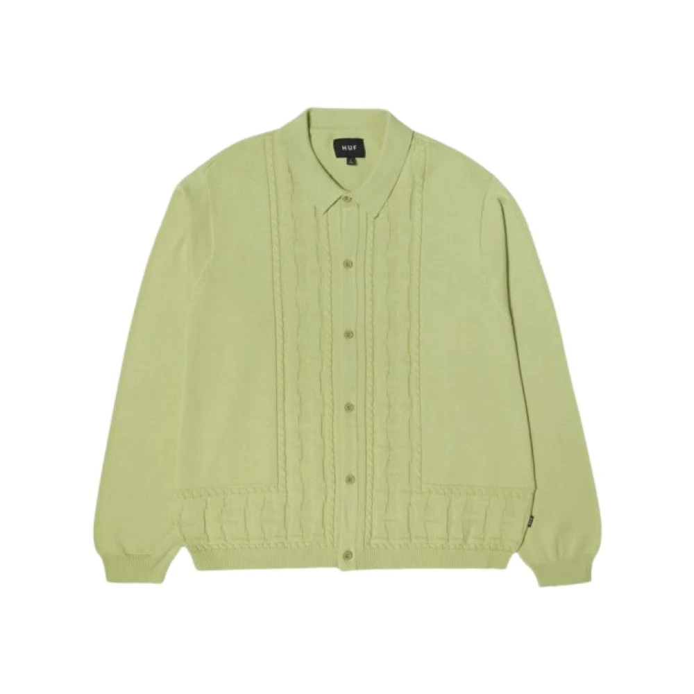 HUF Jacquard Gebreide Top in Pistache Green Heren